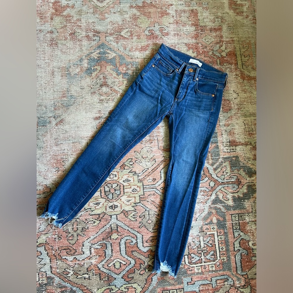 LOFT Chewed Hem Petite Skinny Jeans
